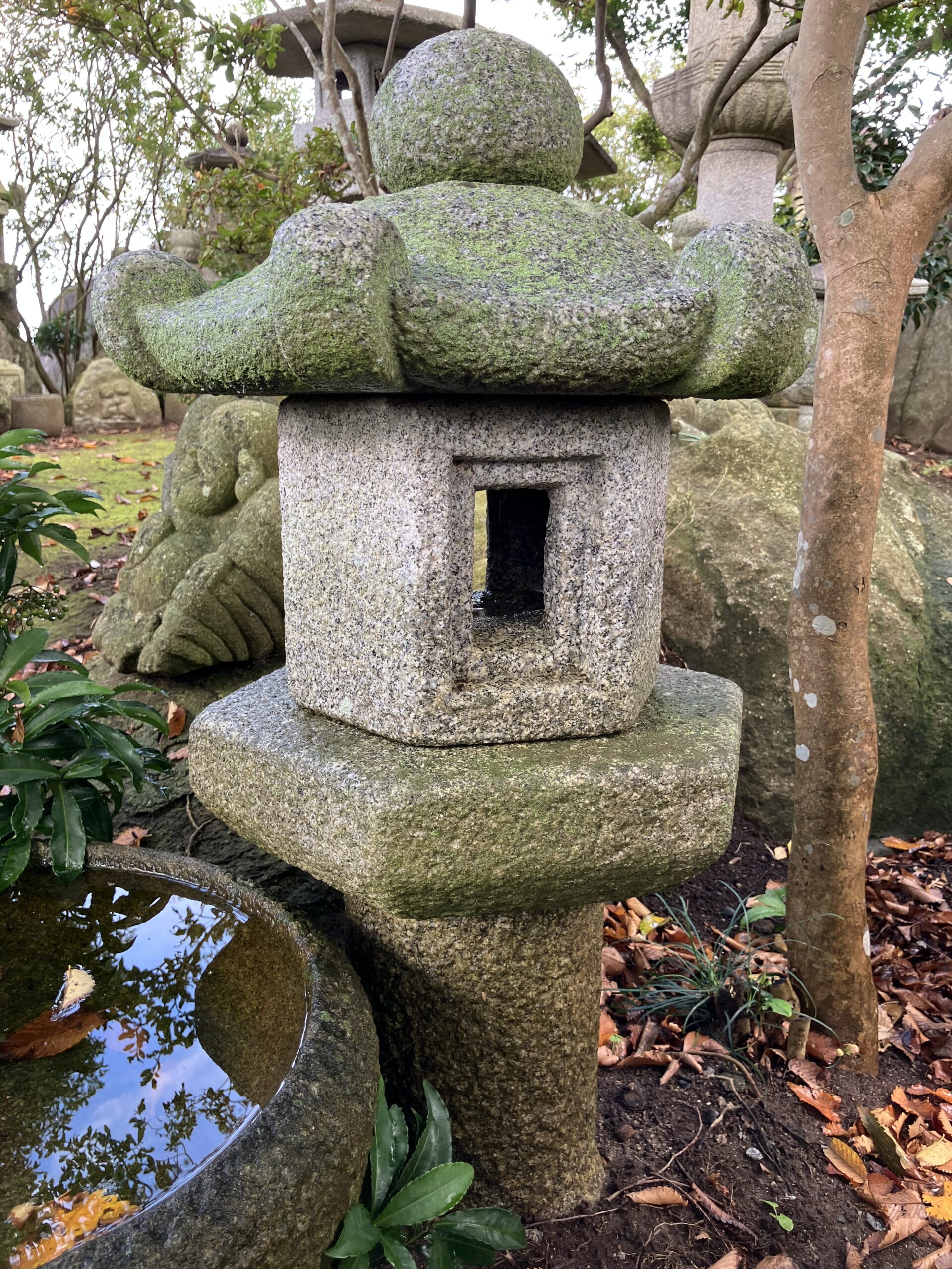 六角蕨手付形生込灯籠